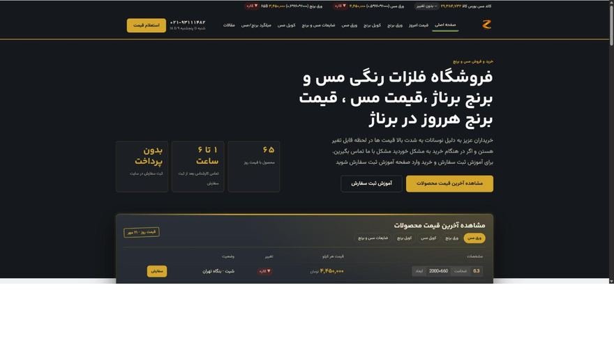 نمای صفحهٔ اصلی سایت برناژ تهران